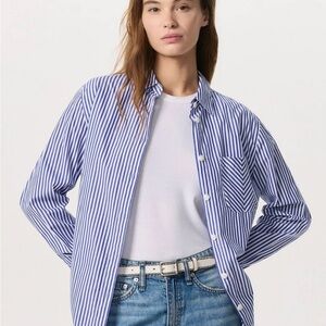 EUC Rag & Bone Maxine Poplin Striped Shirt XXS Blue and White